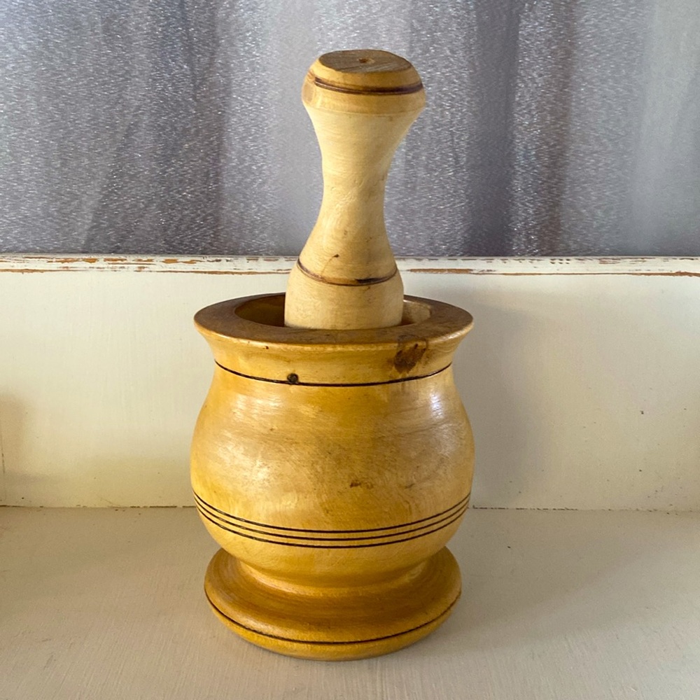 WOOD 2PCS MORTAR AND PESTLE SET. FLOWERS NOT INCLUDED - Picture 4 of 6